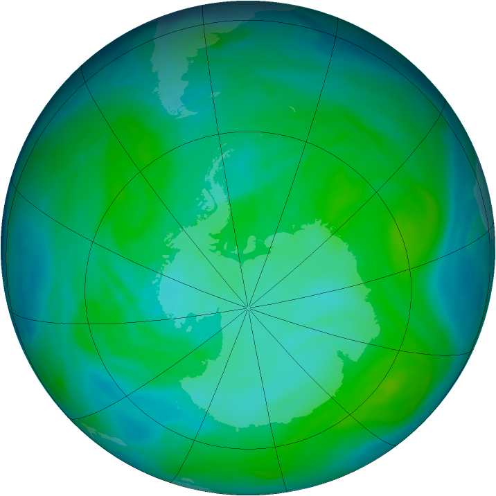 Antarctic ozone map for 25 December 2004